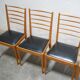 Series of 4 vintage chairs in wood and skaï