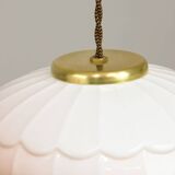 Mid-Century Italian Ceramic & Brass Pendant Lamps, Set of 2