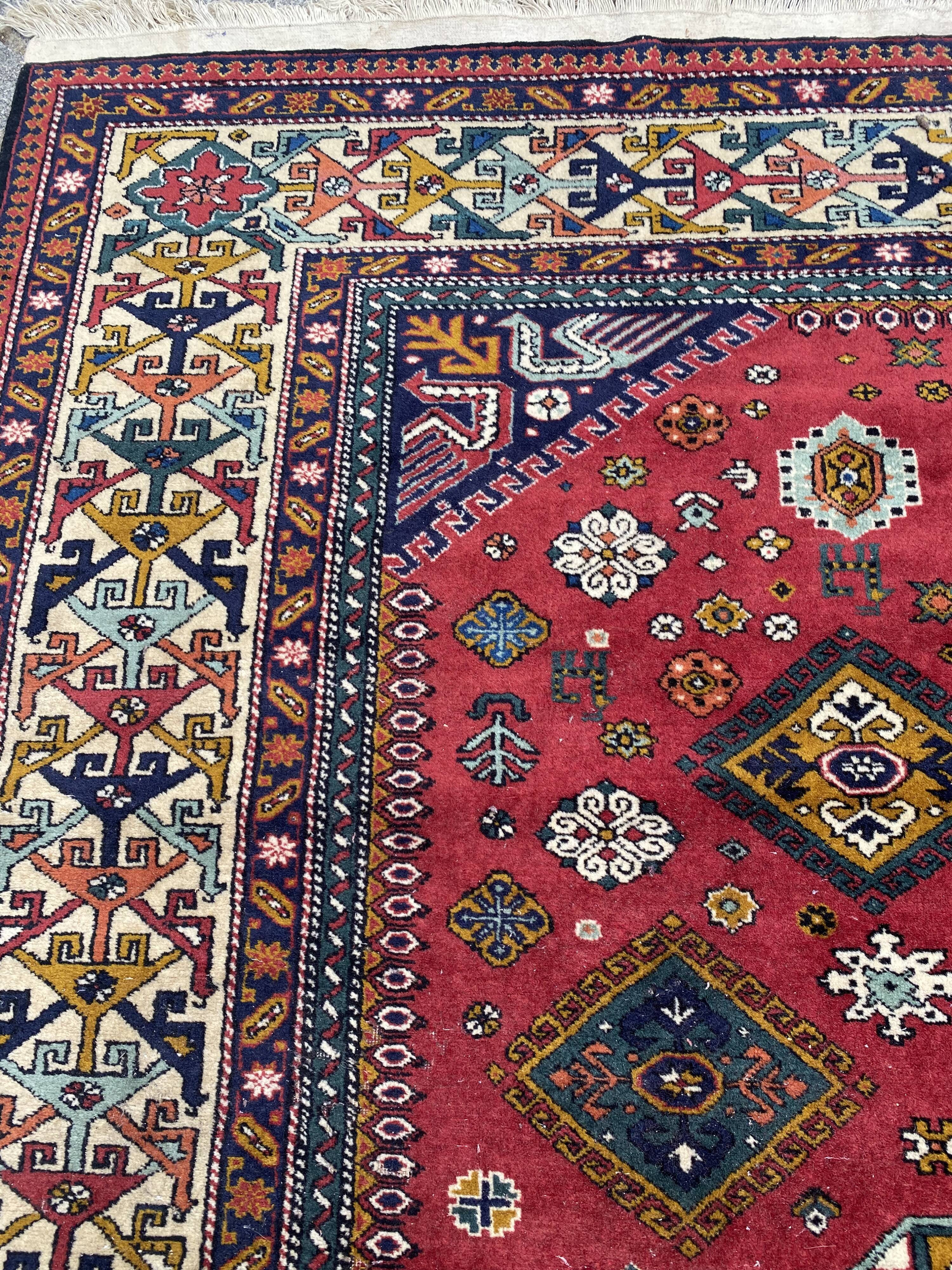 Nice large vintage carpet chirwan Azerbaijan handmade 234x310 cm