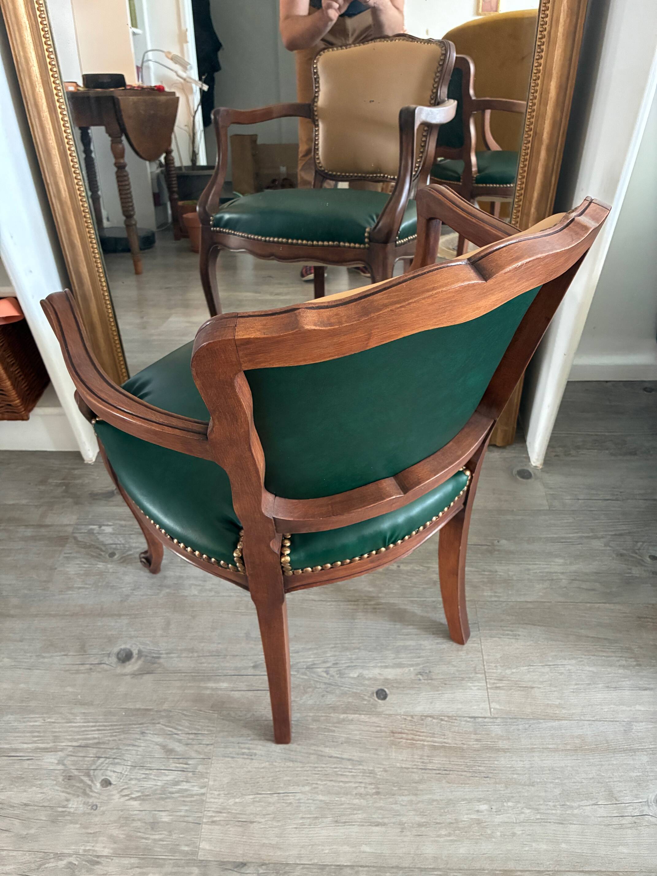 Pair of newly upholstered cabriolet armchairs
