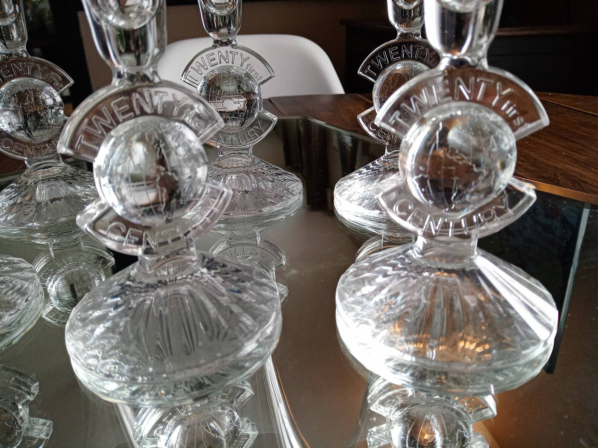 Lot of 6 crystal champagne flutes from Arques model Twenty first Century (21st century)
