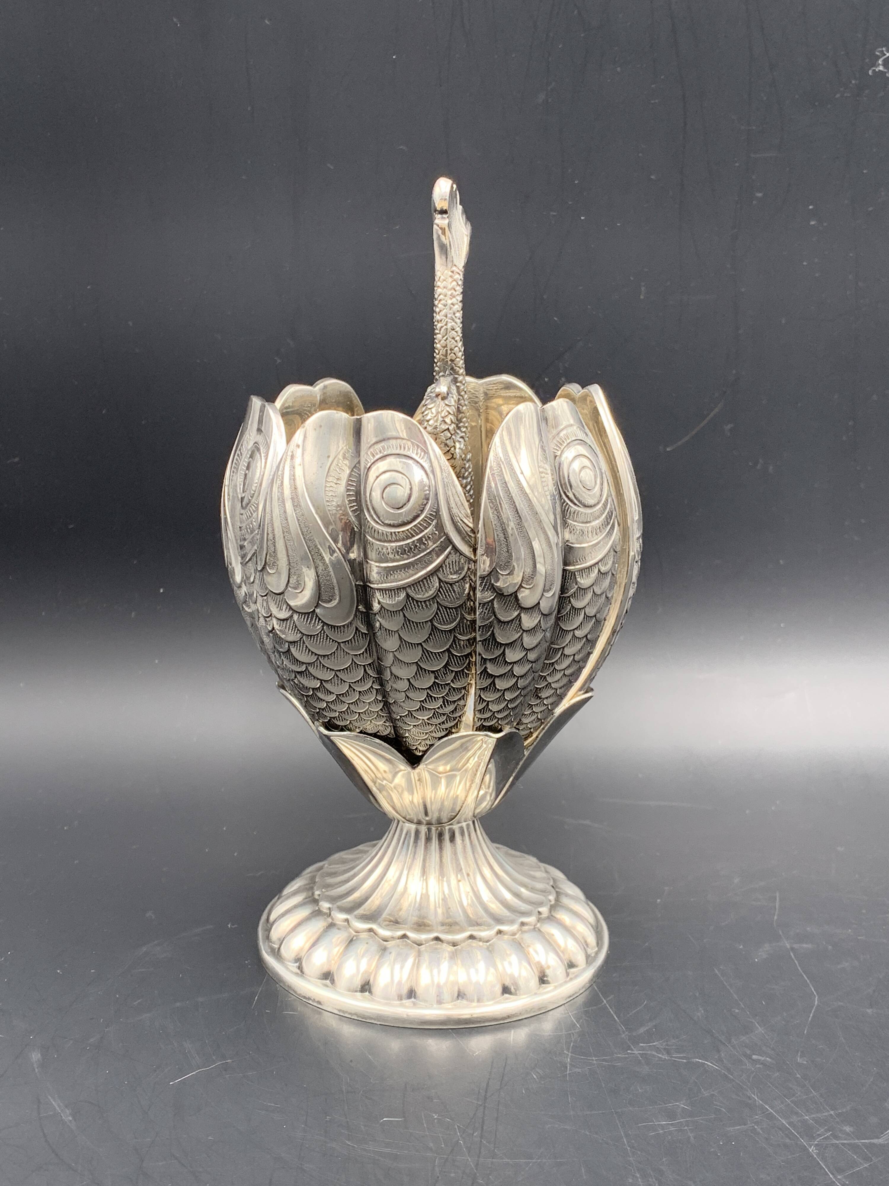 Fleuron - Christofle - Vintage caviar spoon display "Flower of Poseidon" in silver metal