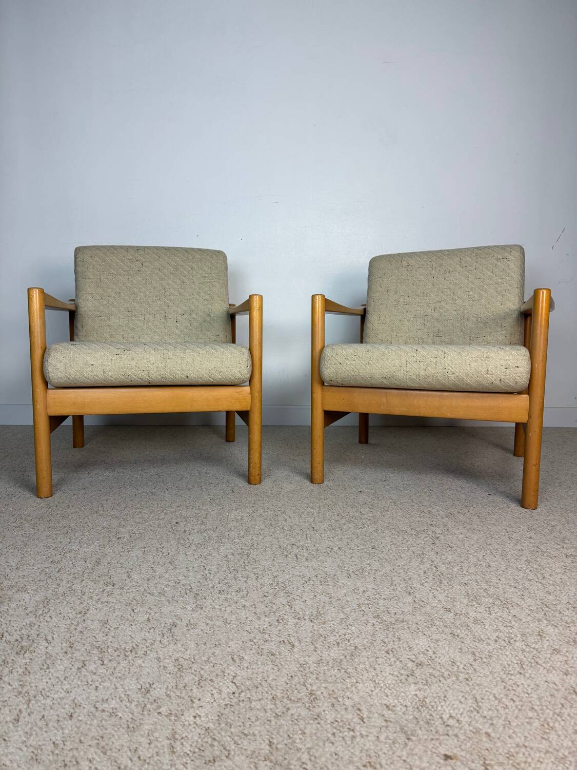 Pair of vintage wooden armchairs