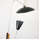 Mid-century italian aluminum & wood floor lamp with reflector