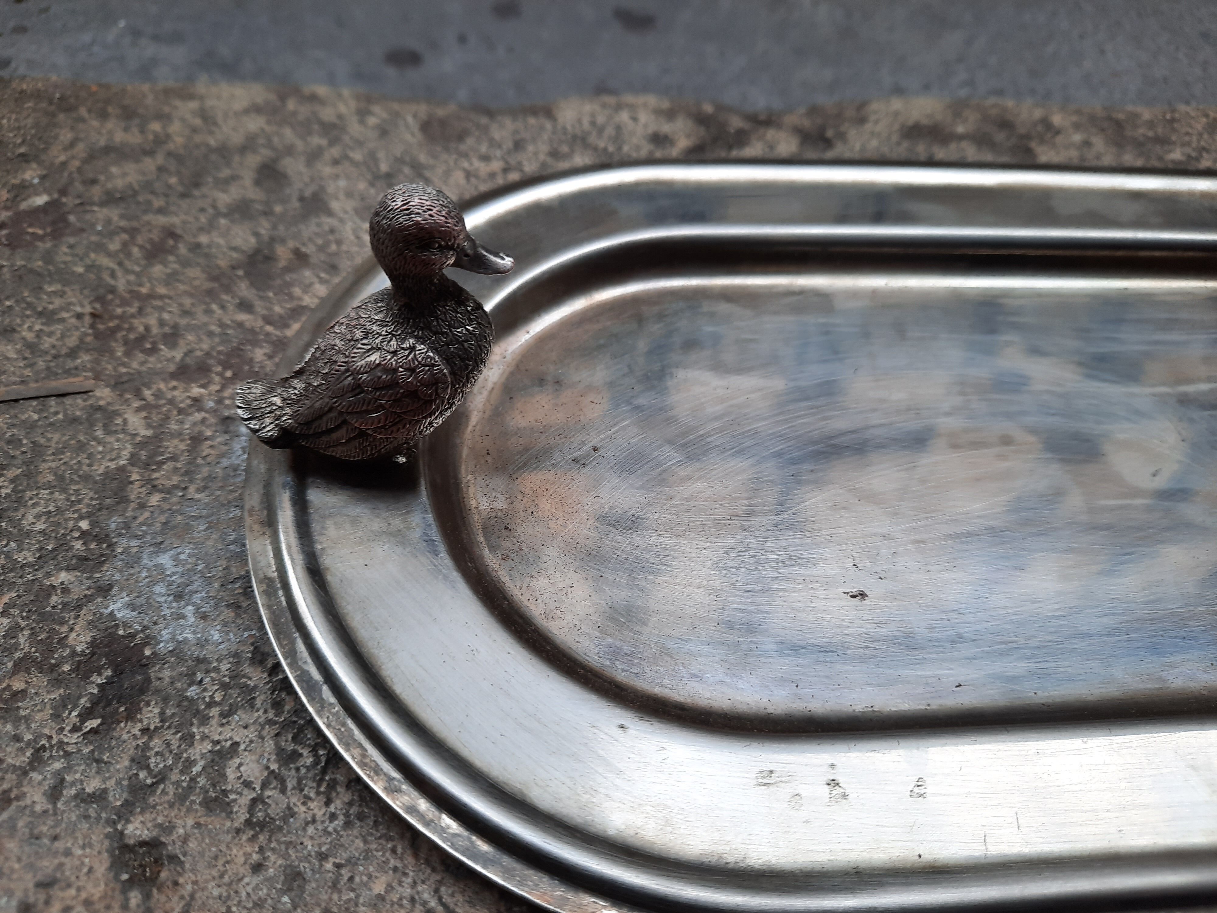 Silver metal tray