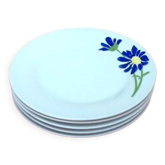 5 assiettes porcelaine à décor floral