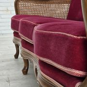 1950s, Danish 3-seater sofa, furniture velour, ash wood, mesh.