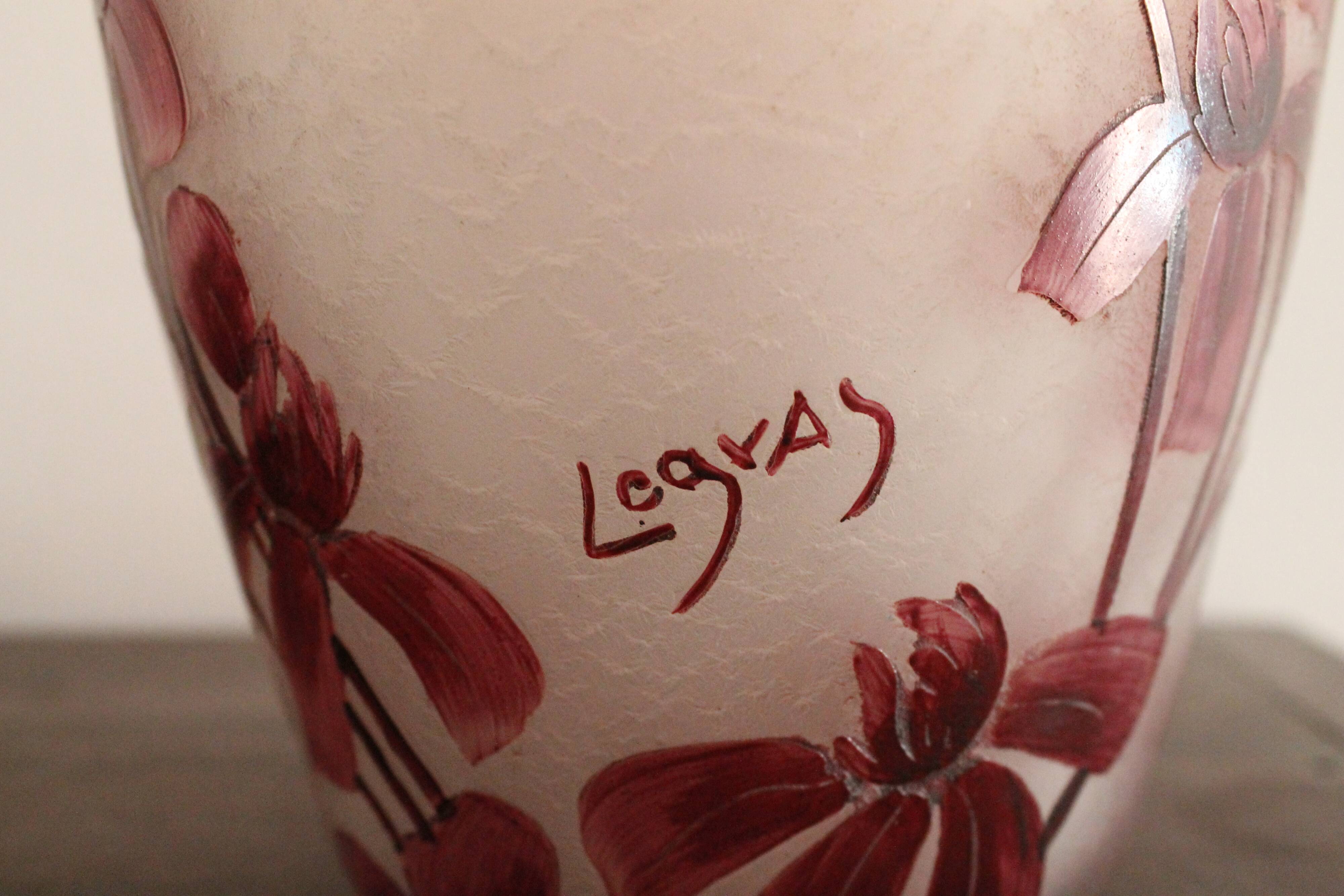 François Théodore Legras ovoid vase with flower decoration Rubis Art Nouveau