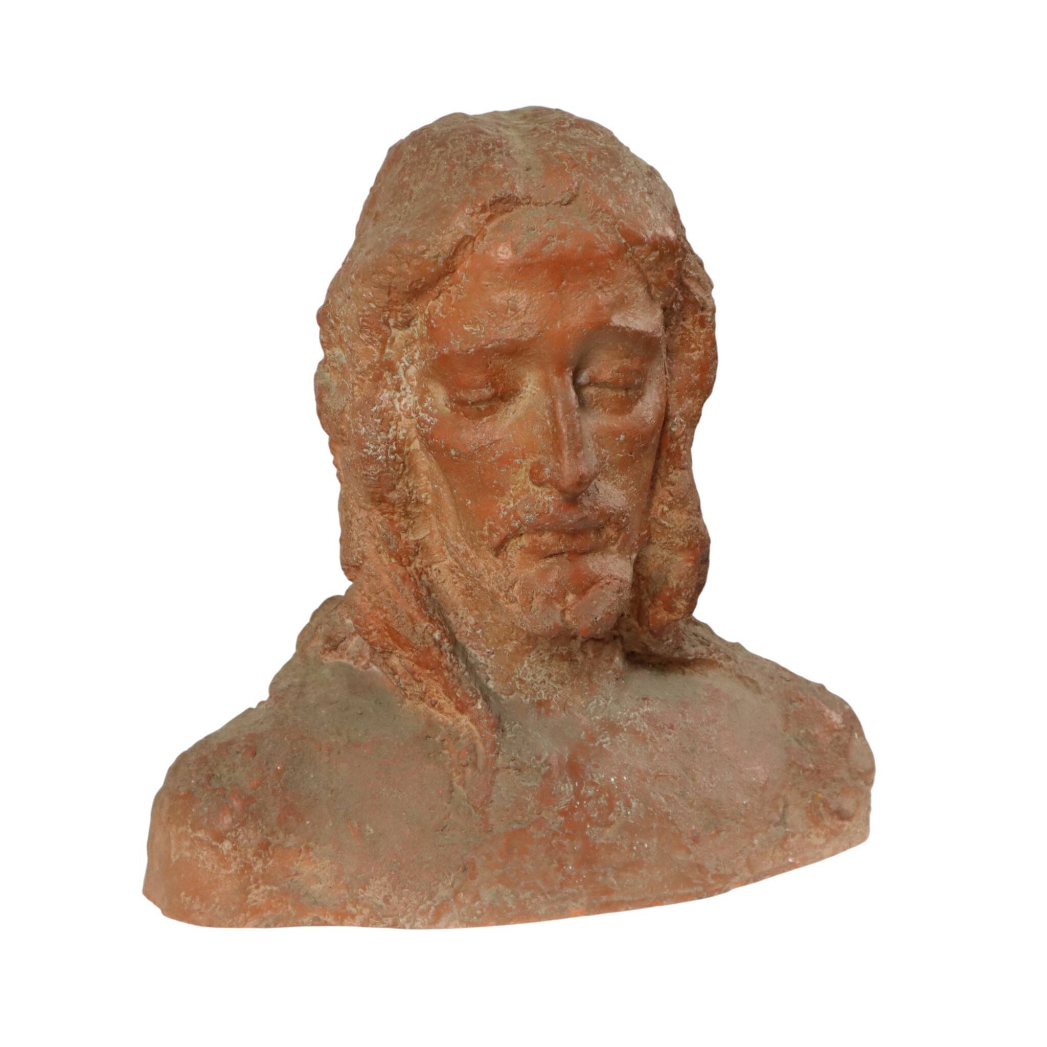 Old Abstract Terracotta Bust of Christ Life Size
