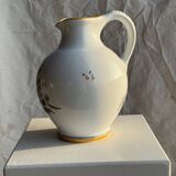 Carafe blanche peinte bouquet bleu et jaune H22