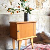 Blonde wood bedside table