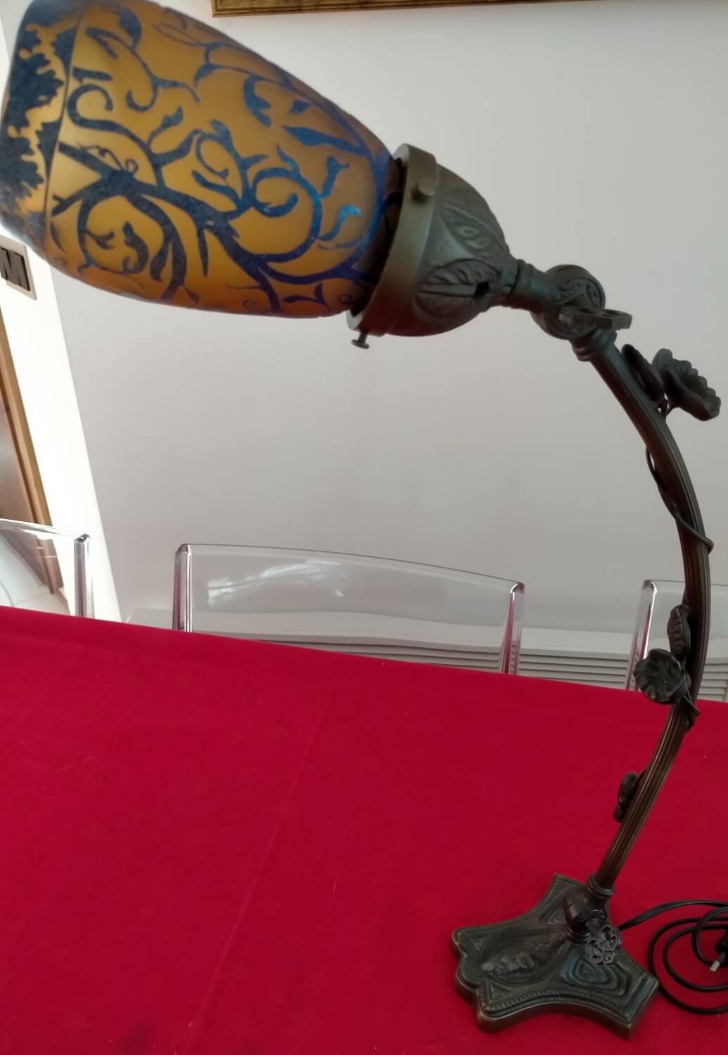 Articulated glass paste lamp, Art Nouveau