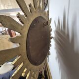 Miroir de sorcière forme soleil doré vintage 1970