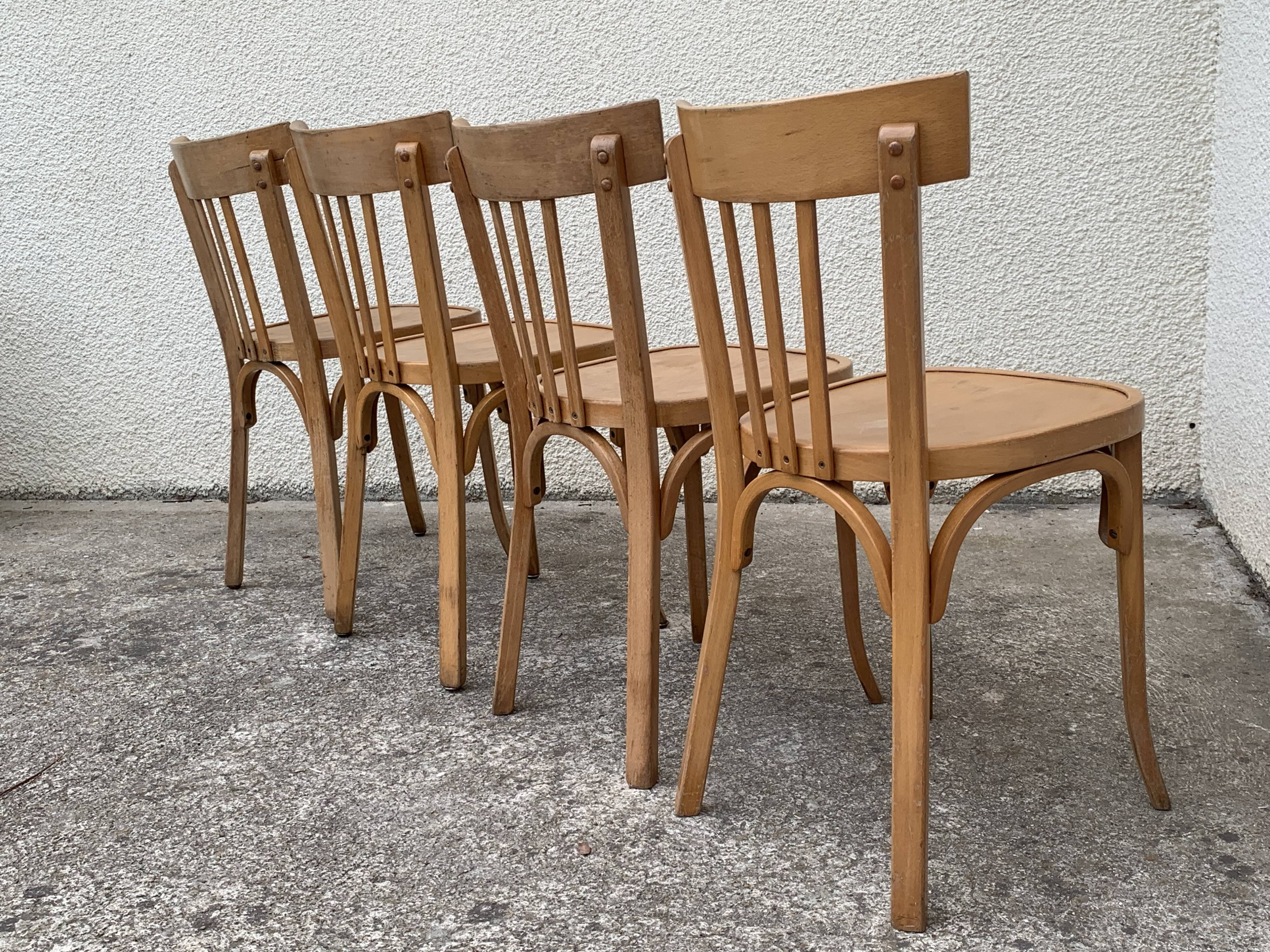 Suite of 4 chairs bistro Baumann 1967