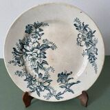 Old flat plate stamped FL (Faïence de Lyon), Floréal model.