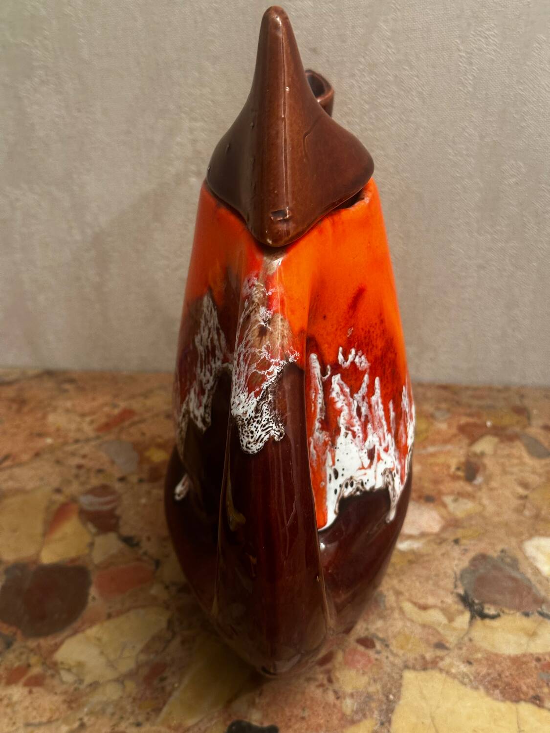 Enamelled ceramic coffee pot signed Vallauris - 1960s