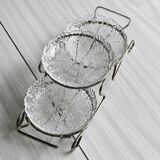 Metal and crystal server, crystal ramekins.