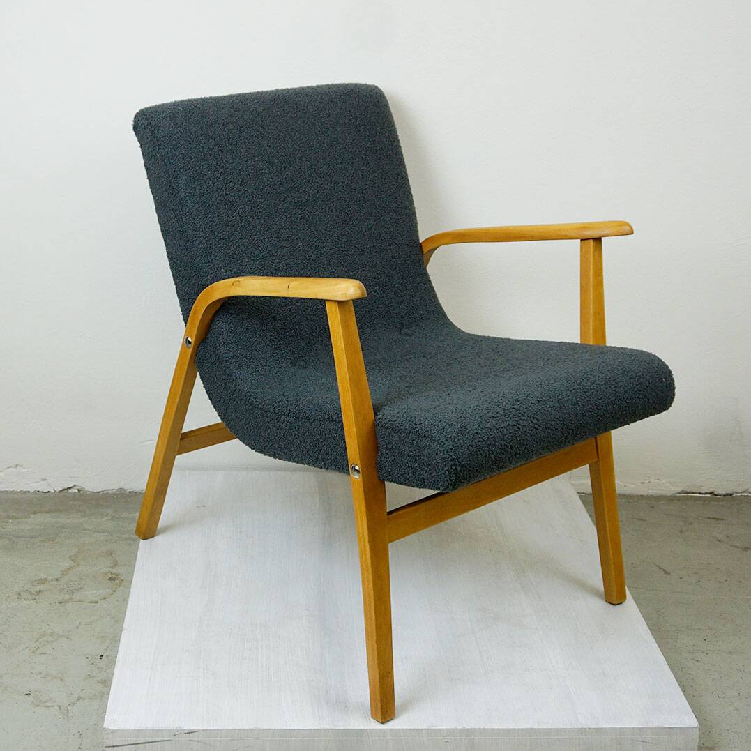 Roland Rainer Lounge Chair Café Ritter with grey bouclé.