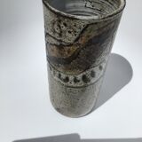 Artisan vase enamel beige brown abstract pattern