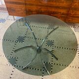 Italian round table in smoked glass 1970 Giotto Stoppino style