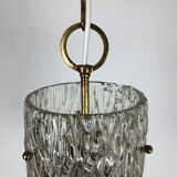 Hollywood Regency Ice Glass Hanging Light, J. T. Kalmar Lights, Austria, 1950s