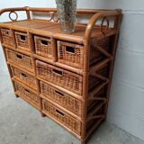 Commode osier et rotin