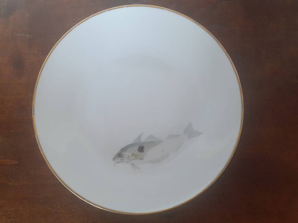 set of 4 Bavaria Hutschenreuther porcelain fish plates