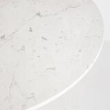 Vintage table with tulip base in white marble and Grosfillex base. France, 1960s