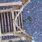 Paire de repose pieds pour fauteuils en rotin vintage
