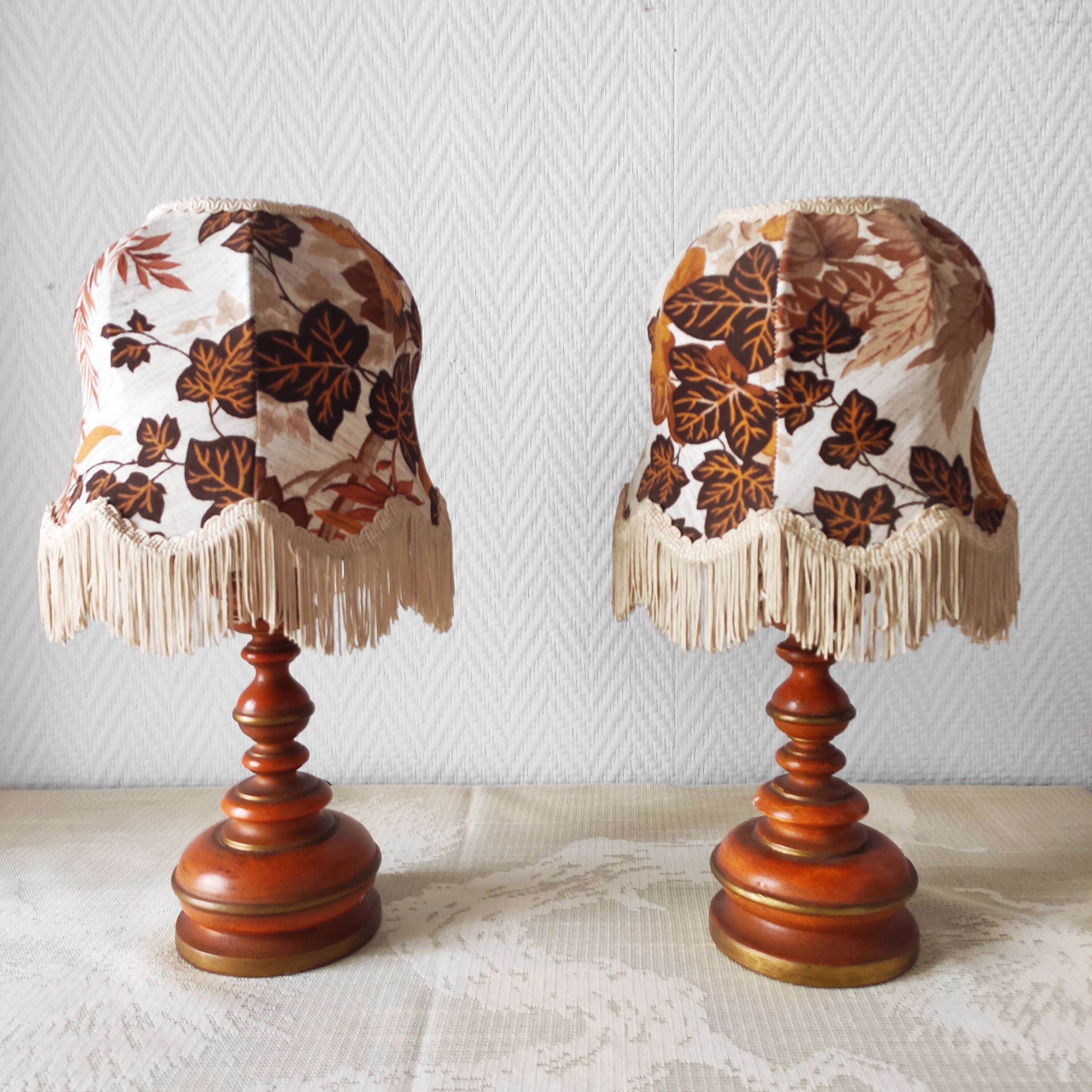 Paire de lampes vintage bois tourné