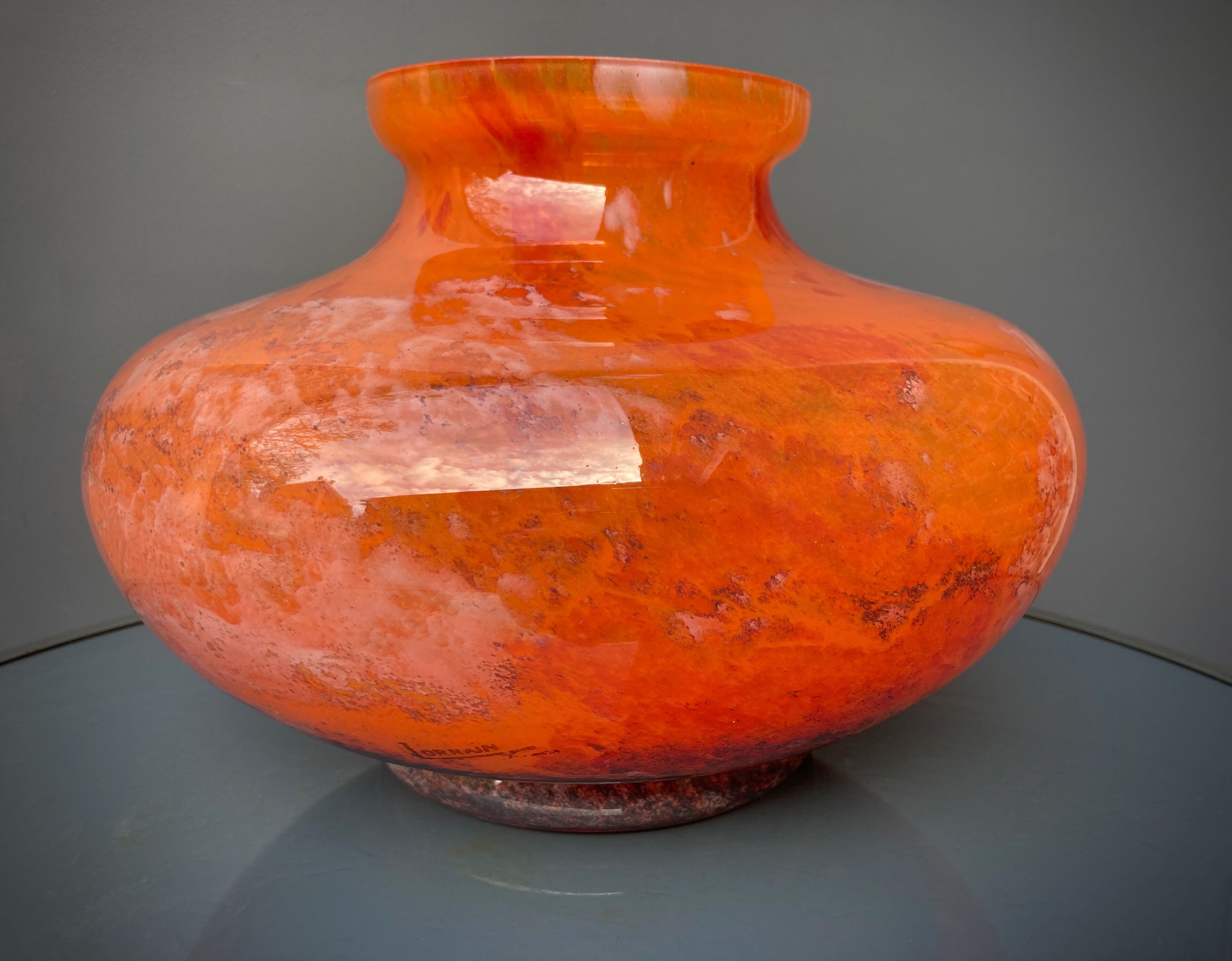 Large art-deco vase le lorrain glassware Daum Nancy 1925