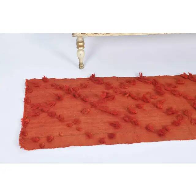 Vintage Turkish Hand-Knotted Wool Cotton Red Kilim Runner Rug 52x150