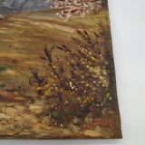 Apple trees in blossom oil on panel