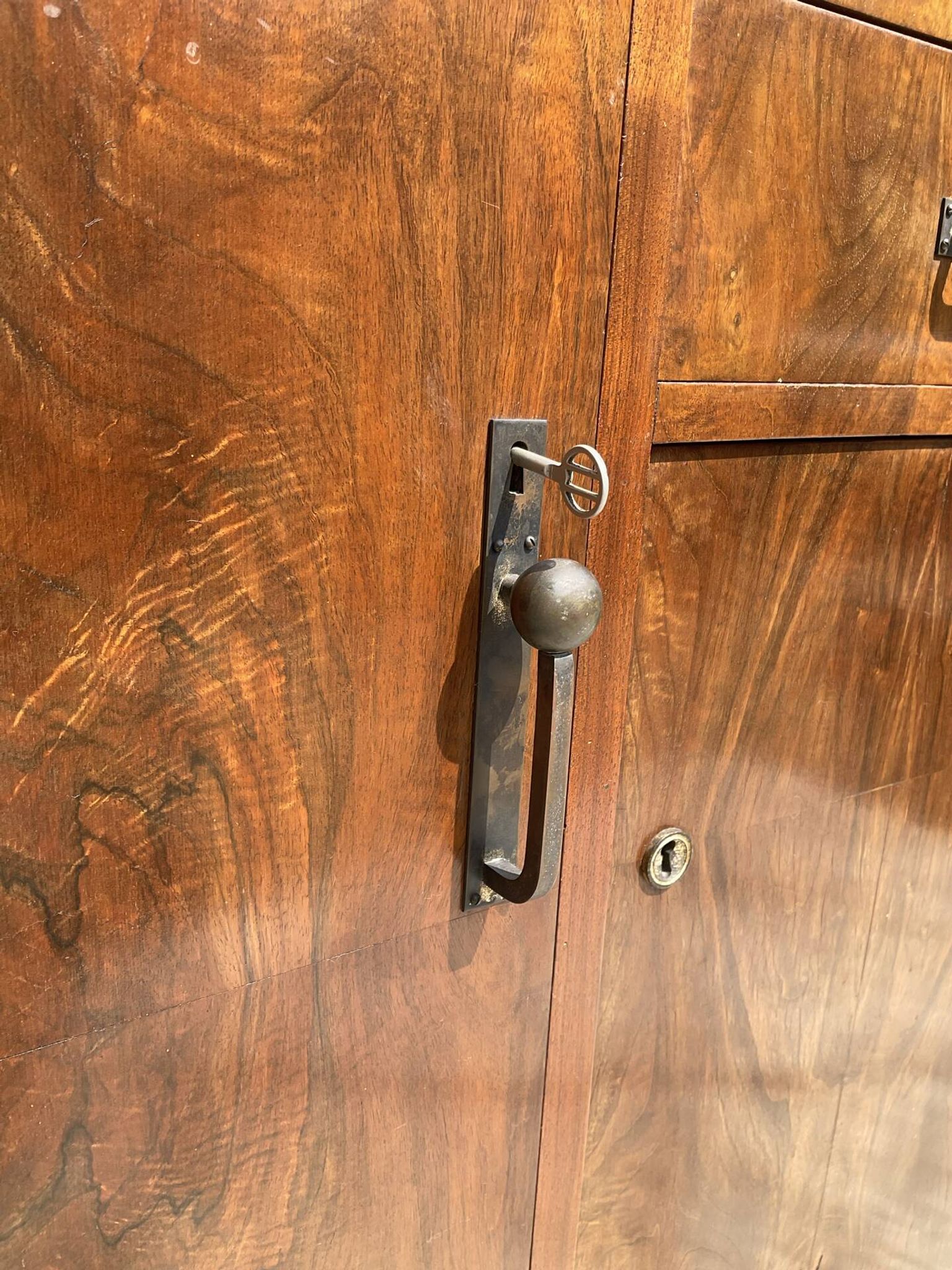 Vintage Art Deco walnut furniture from the 1940s-50s.