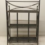 Solid wrought iron and wicker shelf