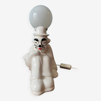 Lampe en céramique craquelée clown année 80