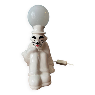 Lampe en céramique craquelée clown année 80