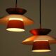 2 Danish pendant lights in copper and glass