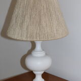 White wood lamp with rope shade