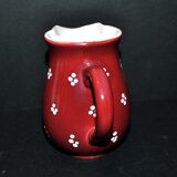 Vintage Elchinger pitcher in glazed ceramic with red polka dots