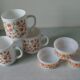 Set of 3 mugs and 3 ramekins Arcopal floral floral decoration from 1970/80