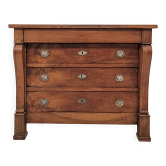 Empire period walnut chest of drawers