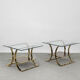 Tables basses italiennes vintage en or et verre, années 1960, Ensemble de 2