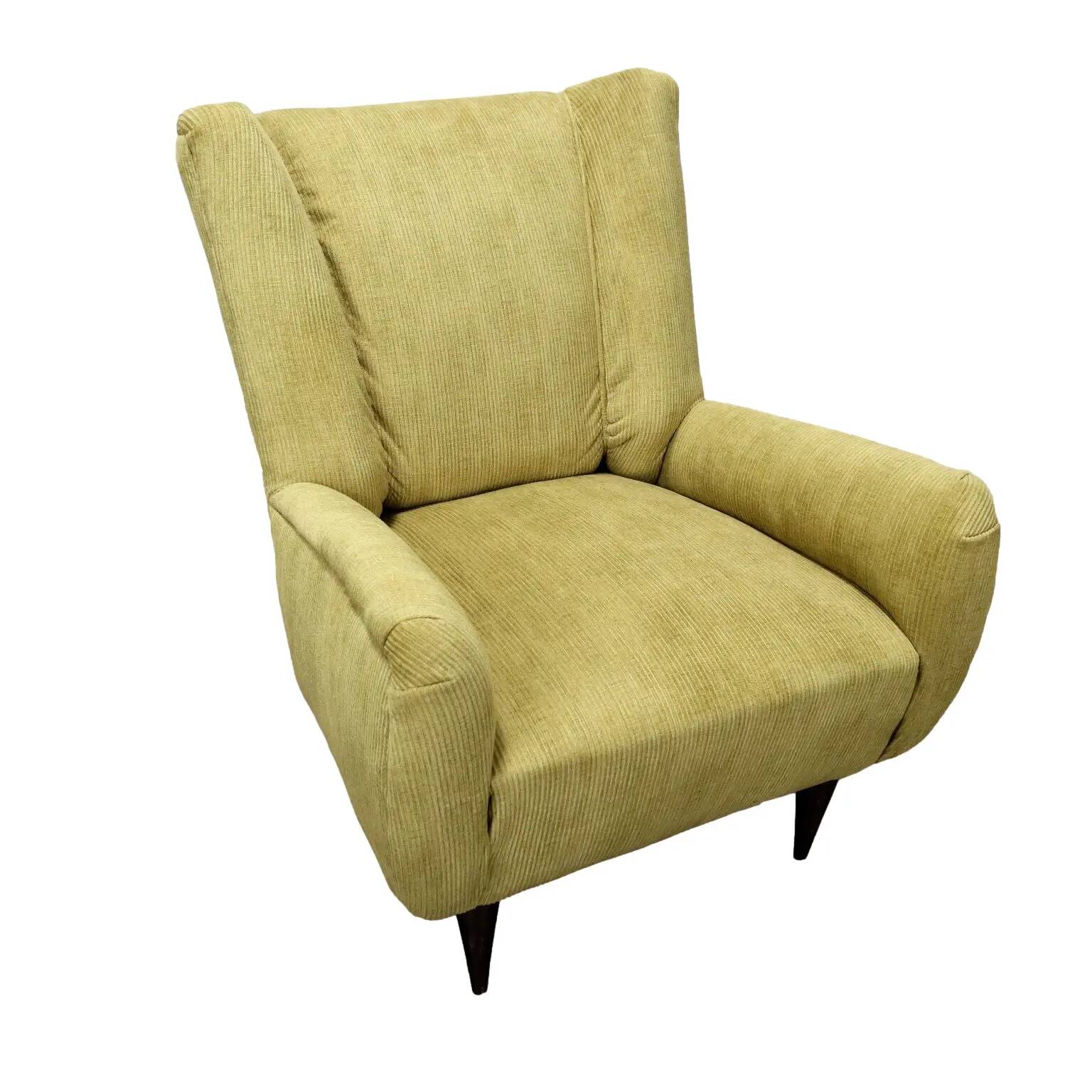 Vintage armchair in painted wood and velvet, Italy, 1950s-60s.