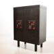 De Coene Style Black Highboard with Red Accents. Belgium, 1960s.