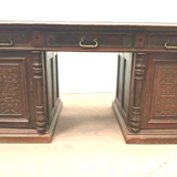 Double-sided desk Solid oak coffered desk XIX century