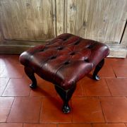 Vintage 1970s Chesterfield red leather footrest