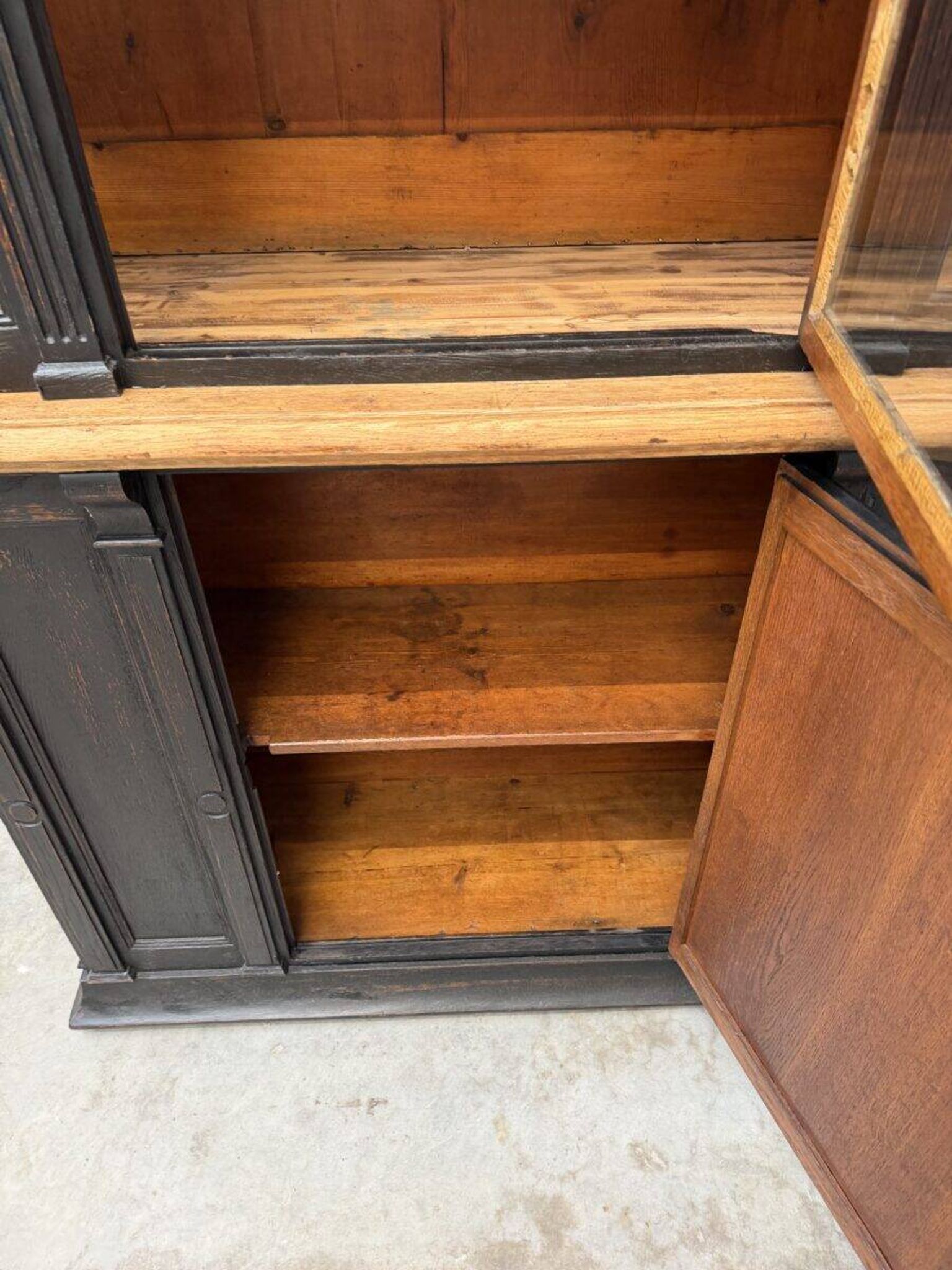 19th-century shop display cabinet in solid oak