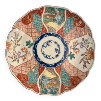 Antique Japanese Arita Imari Style Plate Landscape Pine Floral Peony Eca