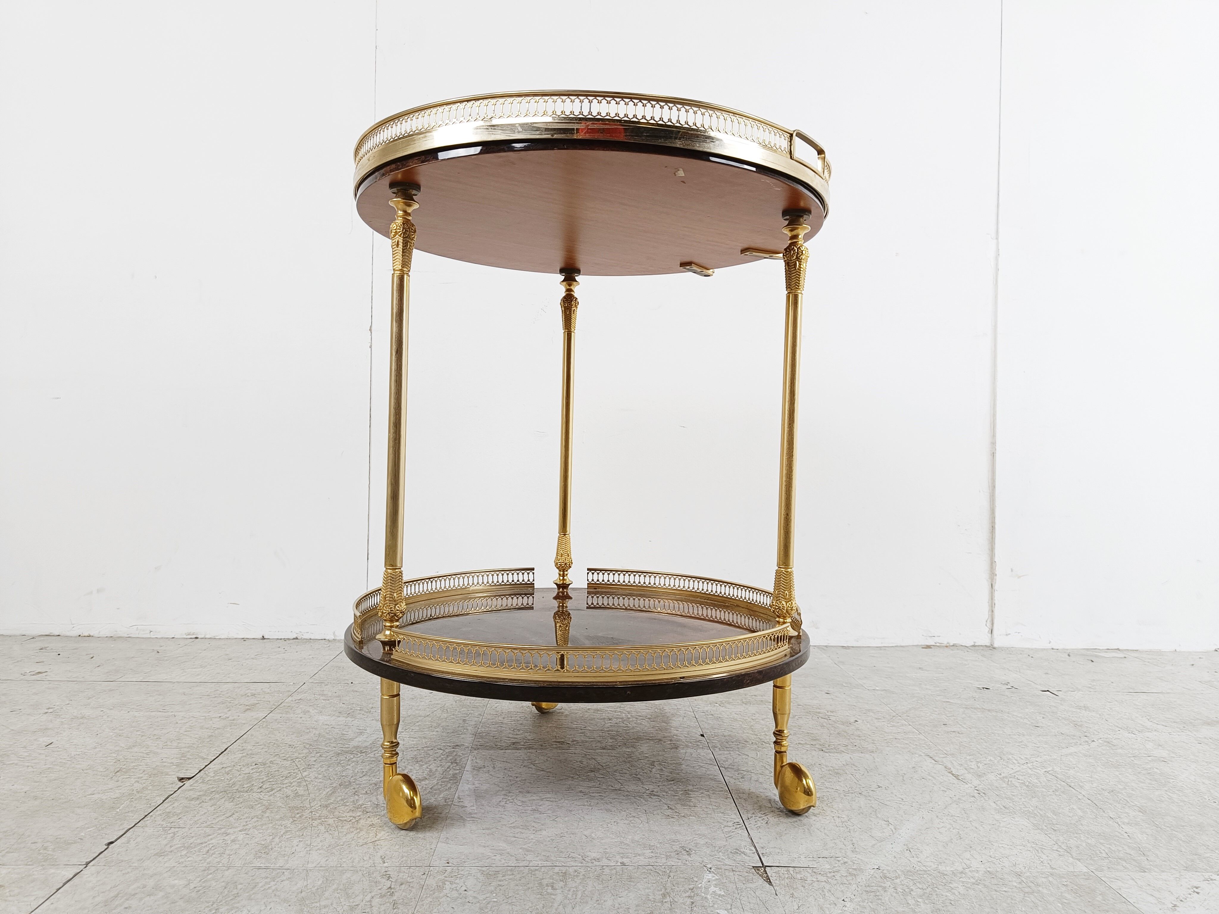 Italian goatskin and parchment serving bar cart